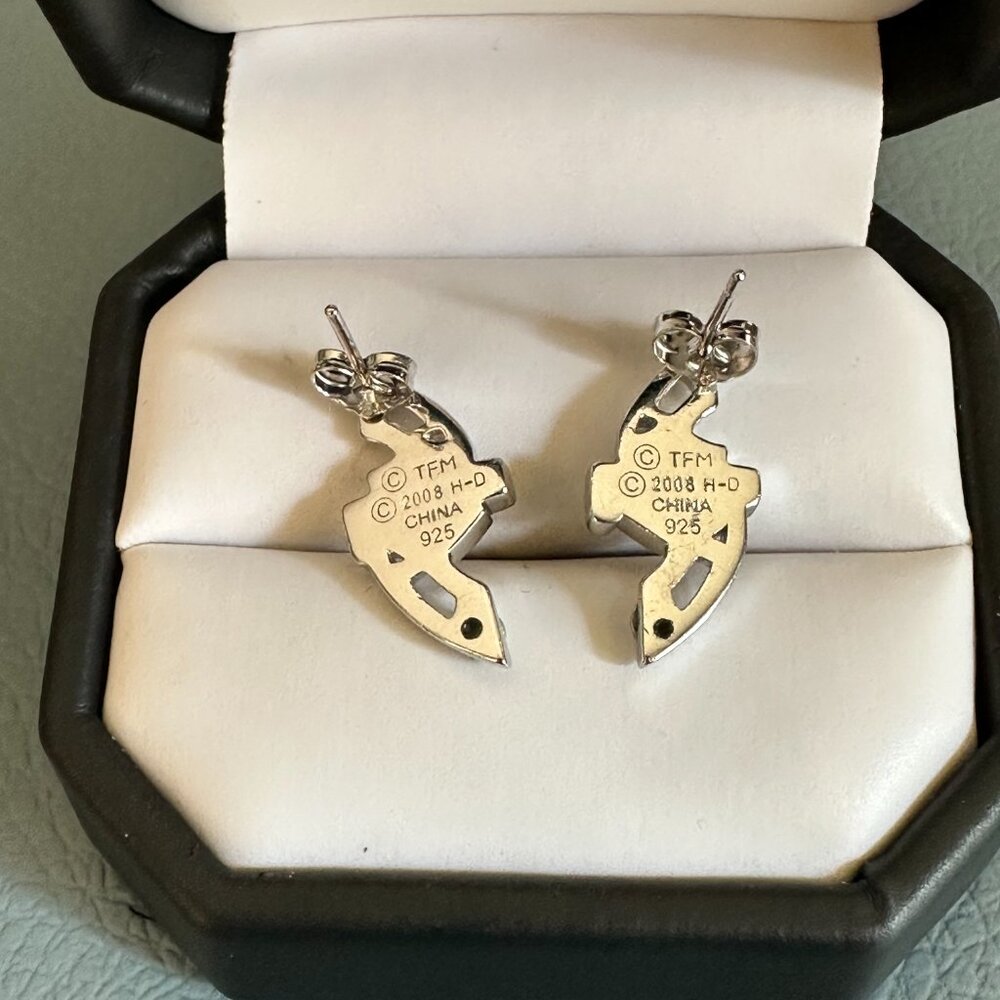 Harley Davidson Motorcycles Sterling Silver 925 Stud Gold plated Logo Earrings - Picture 3 of 4